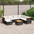 vidaXL 8 Piece Solid Acacia Wood Large Sofa Set in Black/White/Cream