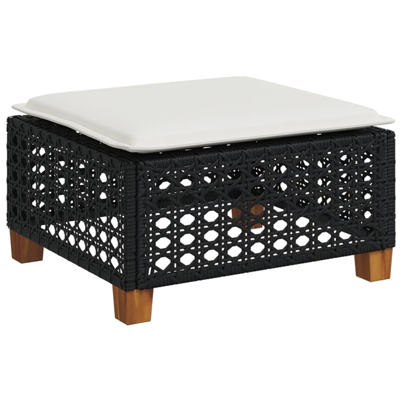 vidaXL 8 Piece Solid Acacia Wood Large Sofa Set in Black/White/Cream