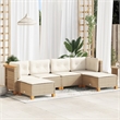 vidaXL 6 Piece Solid Acacia Wood Sofa Set in White/Cream/Beige