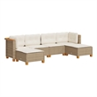 vidaXL 6 Piece Solid Acacia Wood Sofa Set in White/Cream/Beige