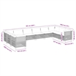 vidaXL 10 Piece Solid Acacia Wood Sofa Set in Black/White/Cream
