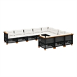 vidaXL 10 Piece Solid Acacia Wood Sofa Set in Black/White/Cream
