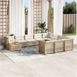 vidaXL 11 Piece Solid Acacia Wood Sofa Set in White/Cream/Beige