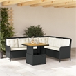 vidaXL 2 Piece Solid Acacia Wood Patio Sofa Set in Black/White/Cream