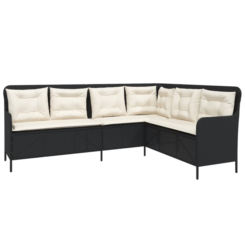 vidaXL 2 Piece Solid Acacia Wood Patio Sofa Set in Black/White/Cream