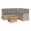 vidaXL 4 Piece Solid Acacia Wood Lounge Set in Gray/Brown/Beige