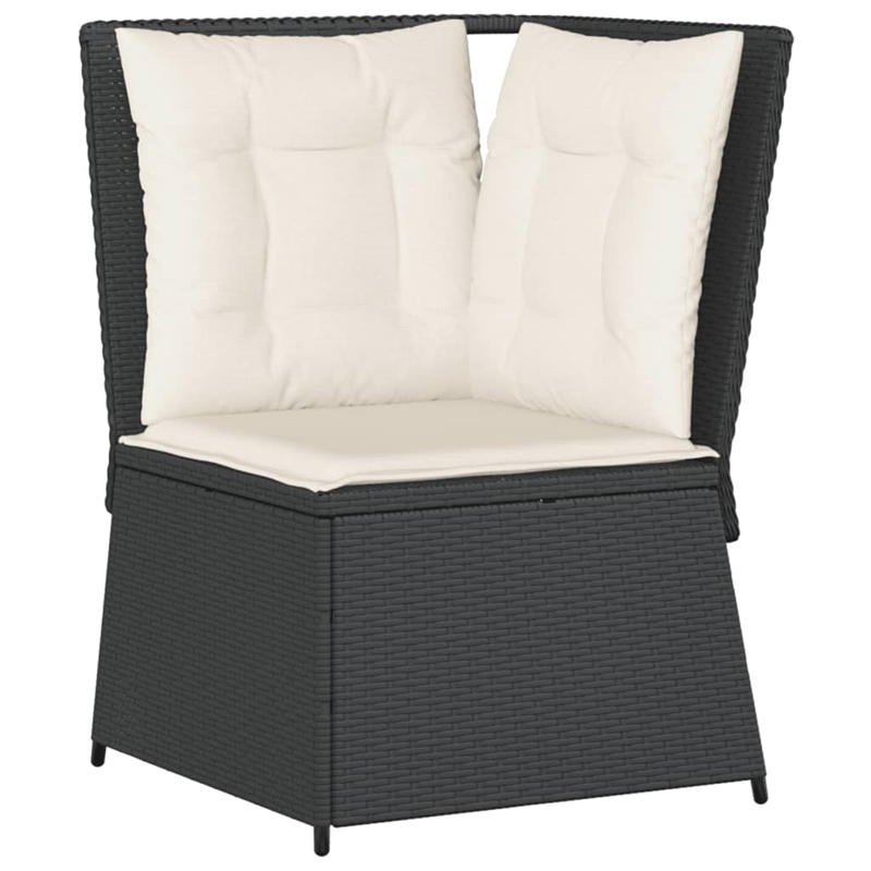 vidaXL 5 Piece Steel Lounge Set in Black/White/Brown/Cream