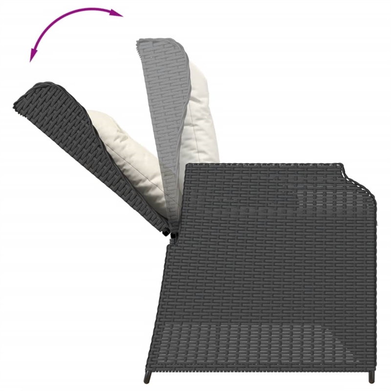 vidaXL 5 Piece Steel Lounge Set in Black/White/Brown/Cream