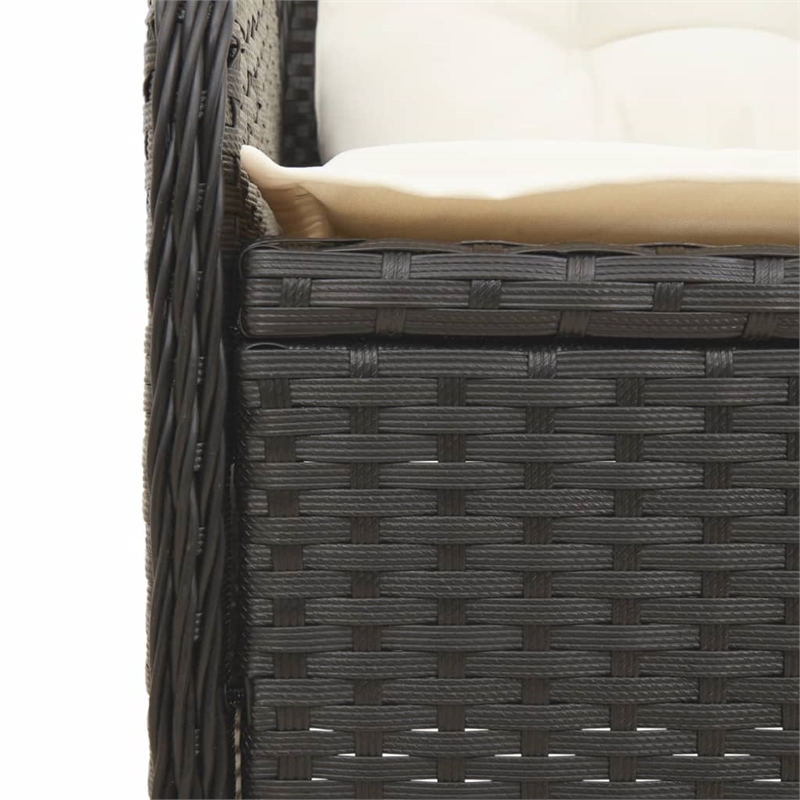 vidaXL 5 Piece Steel Lounge Set in Black/White/Brown/Cream
