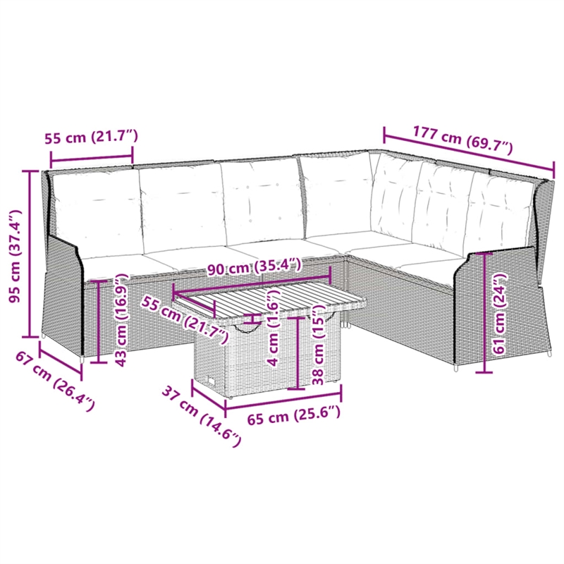 vidaXL 5 Piece Solid Acacia Wood Lounge Set in White/Brown/Cream/Beige