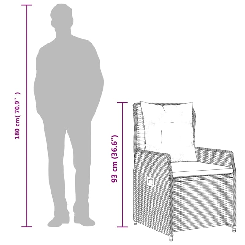 vidaXL Poly Rattan Bistro Set in Gray/Brown