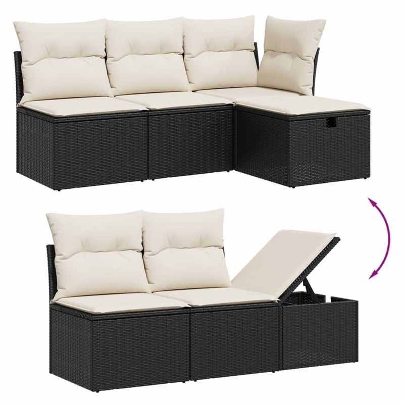 vidaXL 7 Piece Poly Rattan Sofa Set in Black/White/Cream