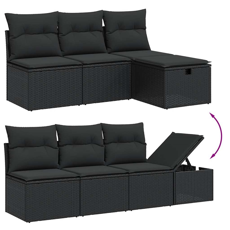 vidaXL 8 Piece Solid Acacia Wood Sofa Set in Black