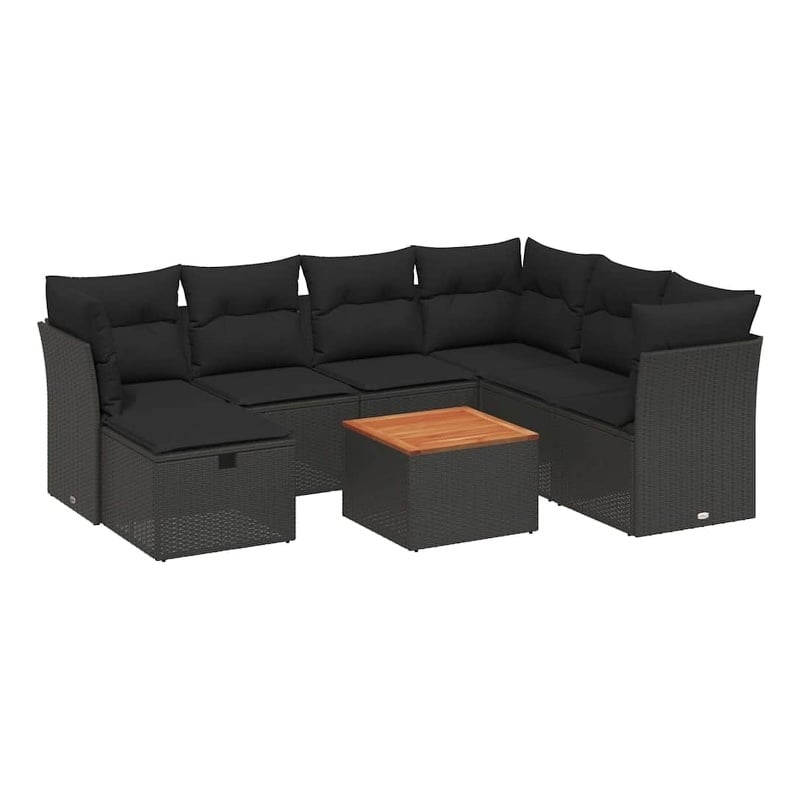 vidaXL 8 Piece Solid Acacia Wood Sofa Set in Black