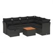 vidaXL 8 Piece Solid Acacia Wood Sofa Set in Black