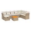 vidaXL 9 Piece Solid Acacia Wood Sofa Set in White/Cream/Beige