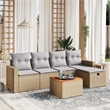 vidaXL 6 Piece Solid Acacia Wood Sofa Set in Gray/Beige