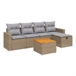 vidaXL 6 Piece Solid Acacia Wood Sofa Set in Gray/Beige