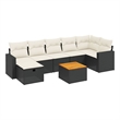 vidaXL 8 Piece Solid Acacia Wood Sofa Set in Black/White/Cream