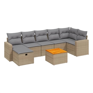 vidaxl 8 piece solid acacia wood sofa set in gray/beige