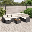 vidaXL 9 Piece Solid Acacia Wood Sofa Set in Black/White/Cream