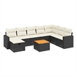 vidaXL 9 Piece Solid Acacia Wood Sofa Set in Black/White/Cream