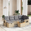 vidaXL 7 Piece Solid Acacia Wood Large Sofa Set in Gray/Beige