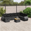 vidaXL 9 Piece Solid Acacia Wood Sofa Set in Black