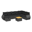 vidaXL 9 Piece Solid Acacia Wood Sofa Set in Black
