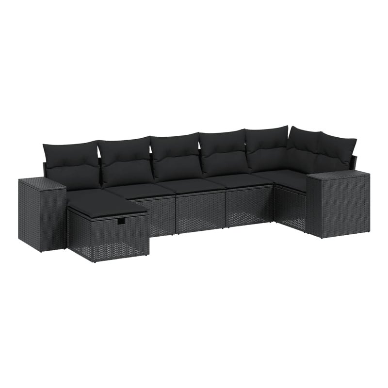 vidaXL 8 Piece Solid Acacia Wood Small Sofa Set in Black