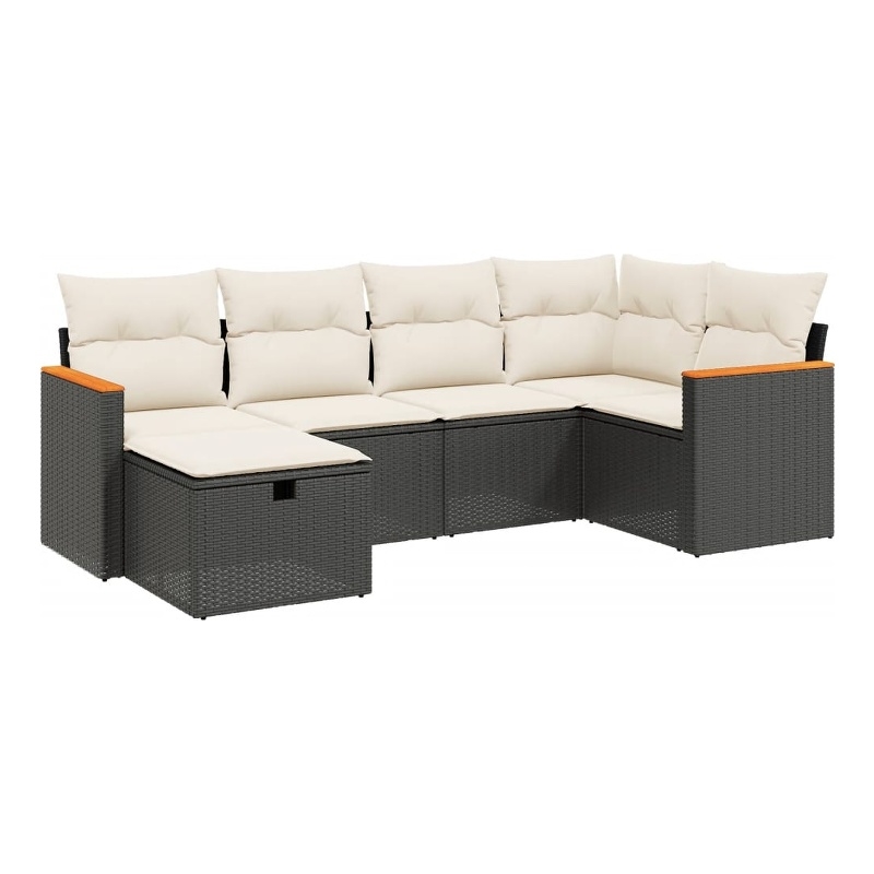 vidaXL 6 Piece Steel Sofa Set in Black/White/Cream