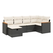 vidaXL 6 Piece Steel Sofa Set in Black/White/Cream