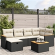 vidaXL 7 Piece Solid Acacia Wood Sofa Set in Black/White/Cream