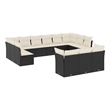 vidaXL 13 Piece Poly Rattan Sofa Set in Black/White/Cream