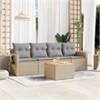 vidaXL 5 Piece Solid Acacia Wood Sofa Set in Gray/Beige