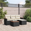 vidaXL 5 Piece Solid Acacia Wood Sofa Set in Black/White/Cream