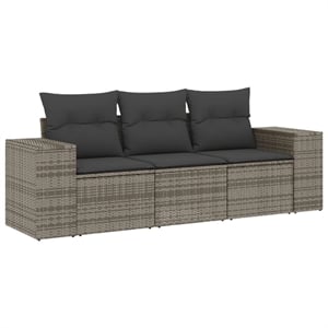 vidaXL 3 Piece Poly Rattan Sofa Set in Gray