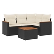 vidaXL Solid Acacia Wood Sofa Set in Black/White/Cream
