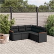 vidaXL 5 Piece Solid Acacia Wood Medium Sofa Set in Black