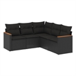 vidaXL 5 Piece Solid Acacia Wood Medium Sofa Set in Black