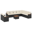vidaXL 11 Piece Solid Acacia Wood Sofa Set in Black/White/Cream