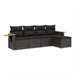vidaXL 5 Piece Solid Acacia Wood Large Sofa Set in Black