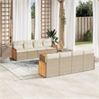 vidaXL 9 Piece Solid Acacia Wood Sofa Set in White/Cream/Beige