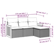 vidaXL 4 Piece Solid Acacia Wood Small Sofa Set in White/Cream/Beige