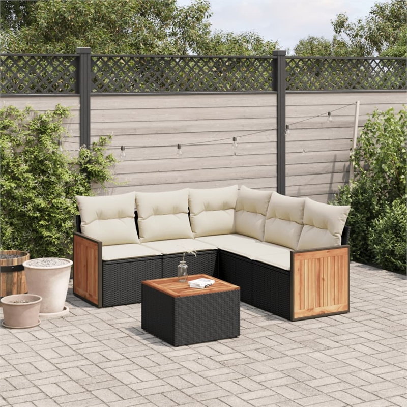 vidaXL 6 Piece Steel Sofa Set in Black/White/Cream