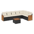 vidaXL 8 Piece Solid Acacia Wood Large Sofa Set in Black/White/Cream