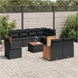 vidaXL 9 Piece Solid Acacia Wood Sofa Set in Black
