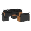 vidaXL 9 Piece Solid Acacia Wood Sofa Set in Black