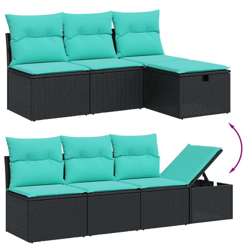 vidaXL 7 Piece Poly Rattan Sofa Set in Black/Blue