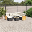 vidaXL 8 Piece Solid Acacia Wood Sofa Set in Black/White/Cream